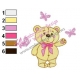 Teddy Bear Play With Butterfly Embroidery Design